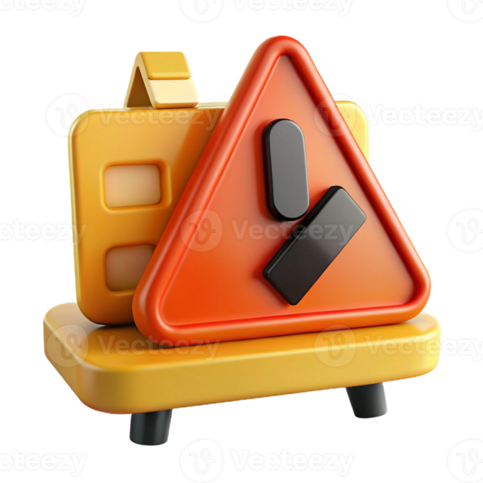 3D Render Warning Sign Illustration png