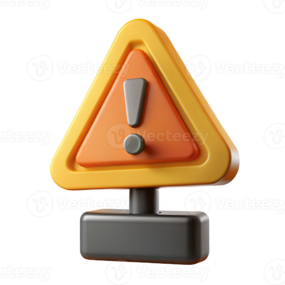 3D Render Warning Sign Illustration png