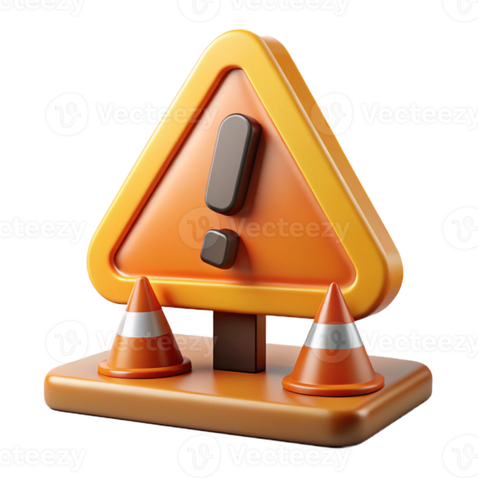 3D Render Warning Sign Illustration png