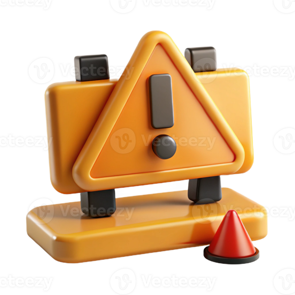 3D Render Warning Sign Illustration png