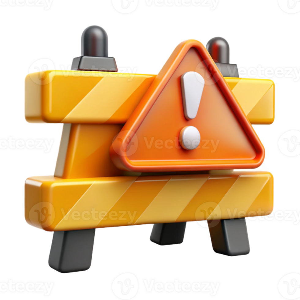 3D Render Warning Barricade Illustration png