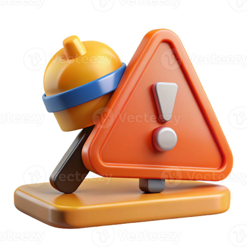 3D Illustration Alert Construction Hard Hat Sign png