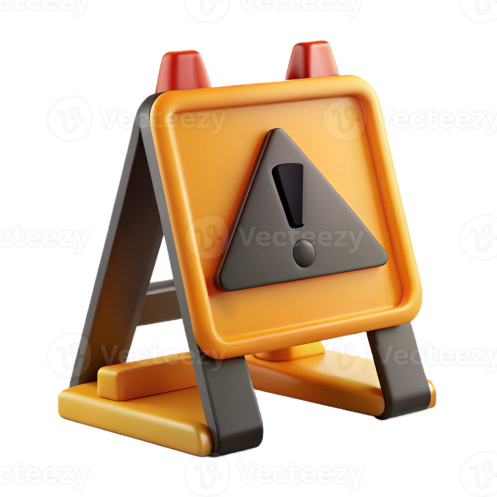 3D Render Warning Sign Illustration png