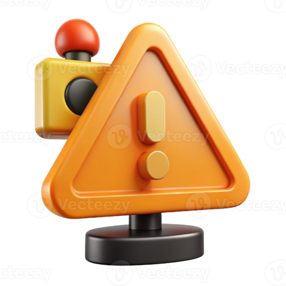3D Render Alert Sign Illustration png