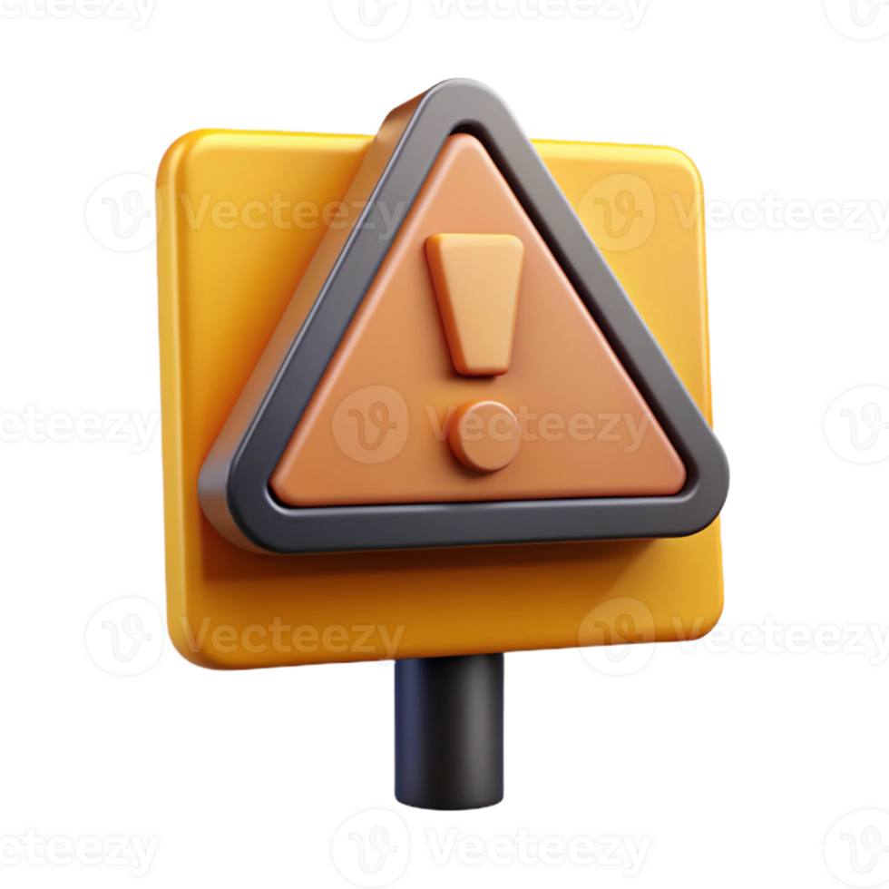 3D Render Yellow Warning Sign Illustration png