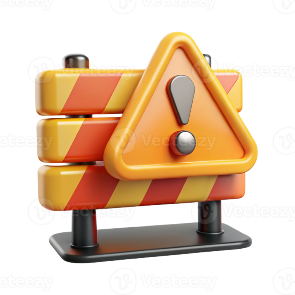 3D Render Warning Barrier Illustration png
