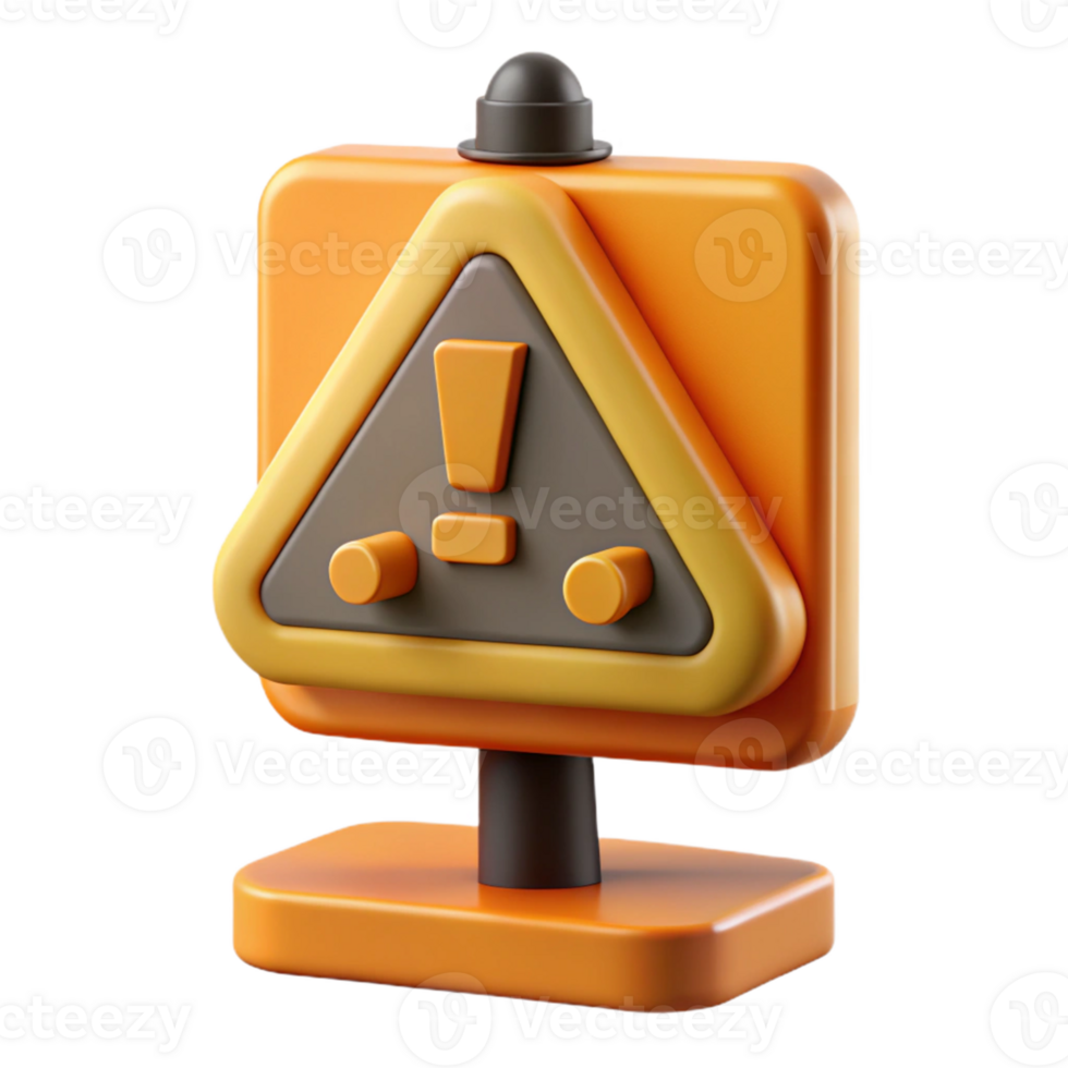 3D Render Orange Exclamation Mark Sign png