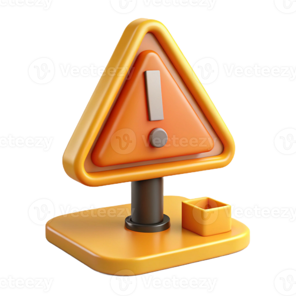 3D Render Warning Sign Illustration png