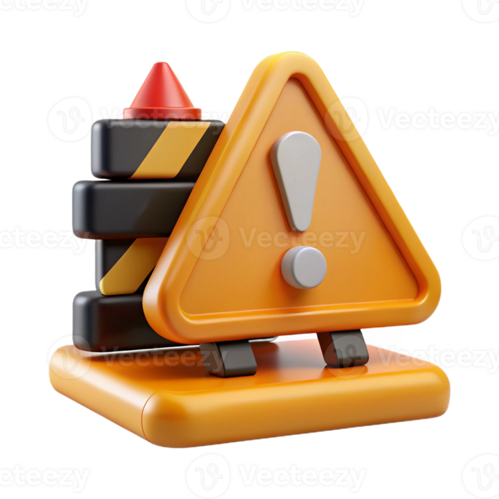 3D Render Warning Sign Illustration png