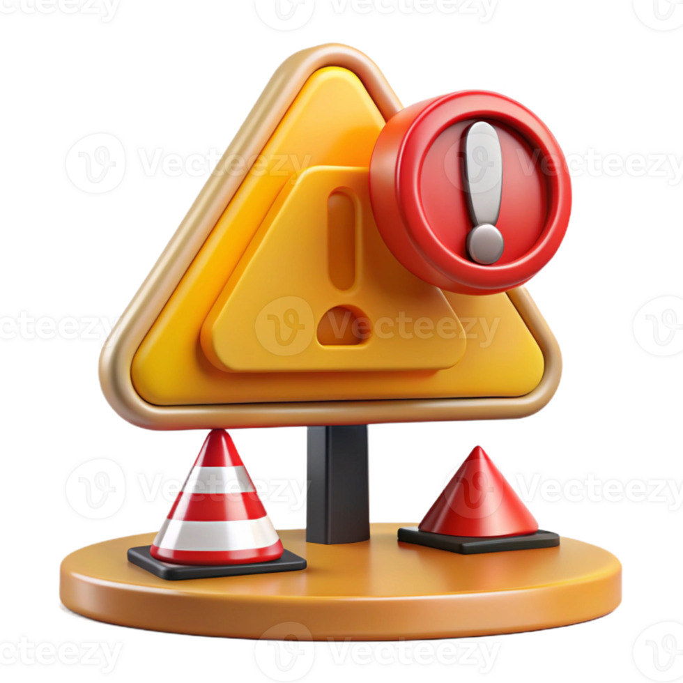 3D Render Warning Sign Illustration png