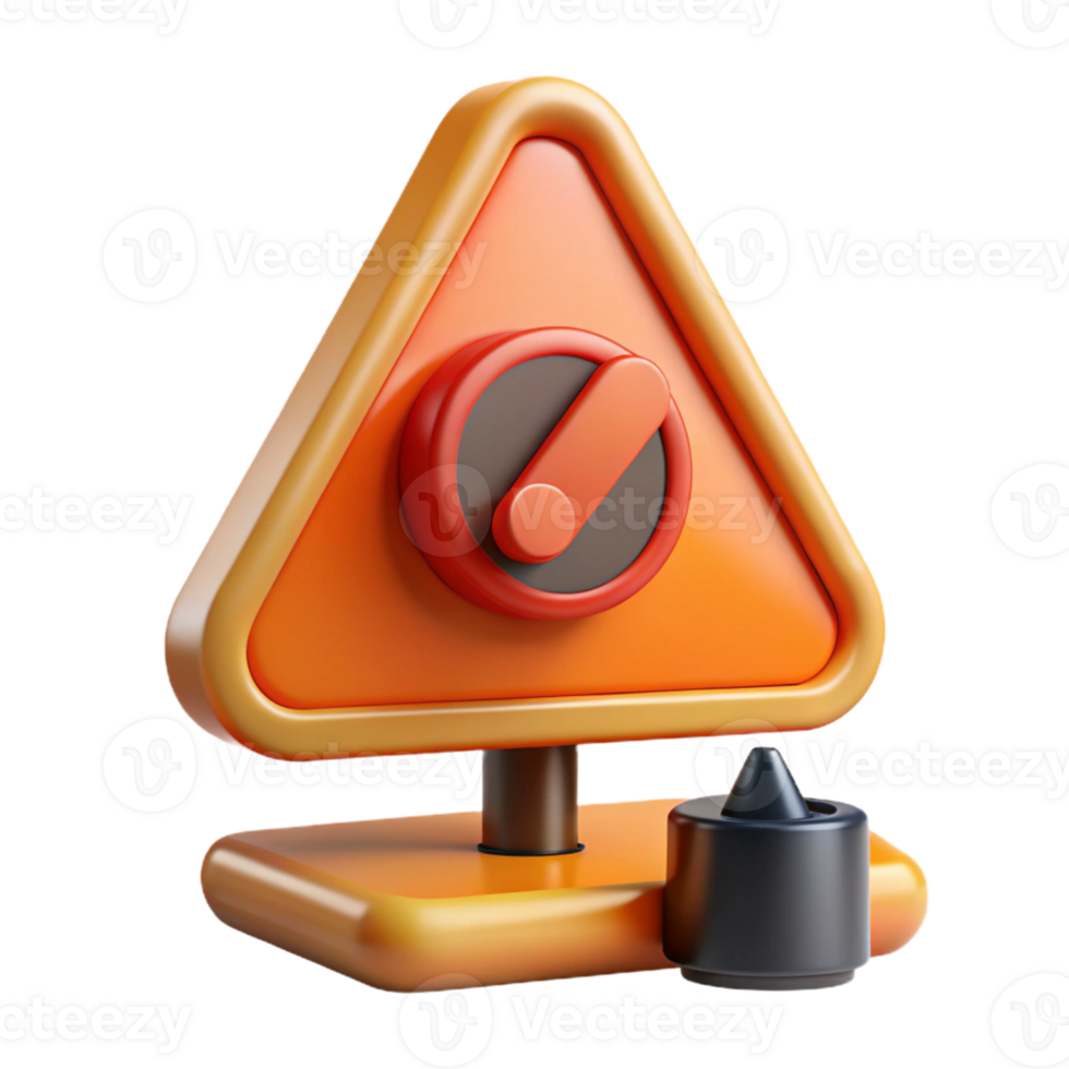 3D Render Orange Triangle Switch Toggle png