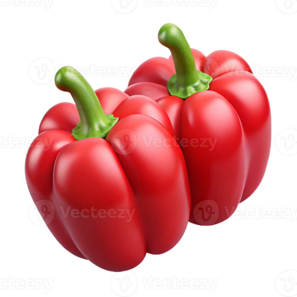 3D Render Two Red Bell Peppers png