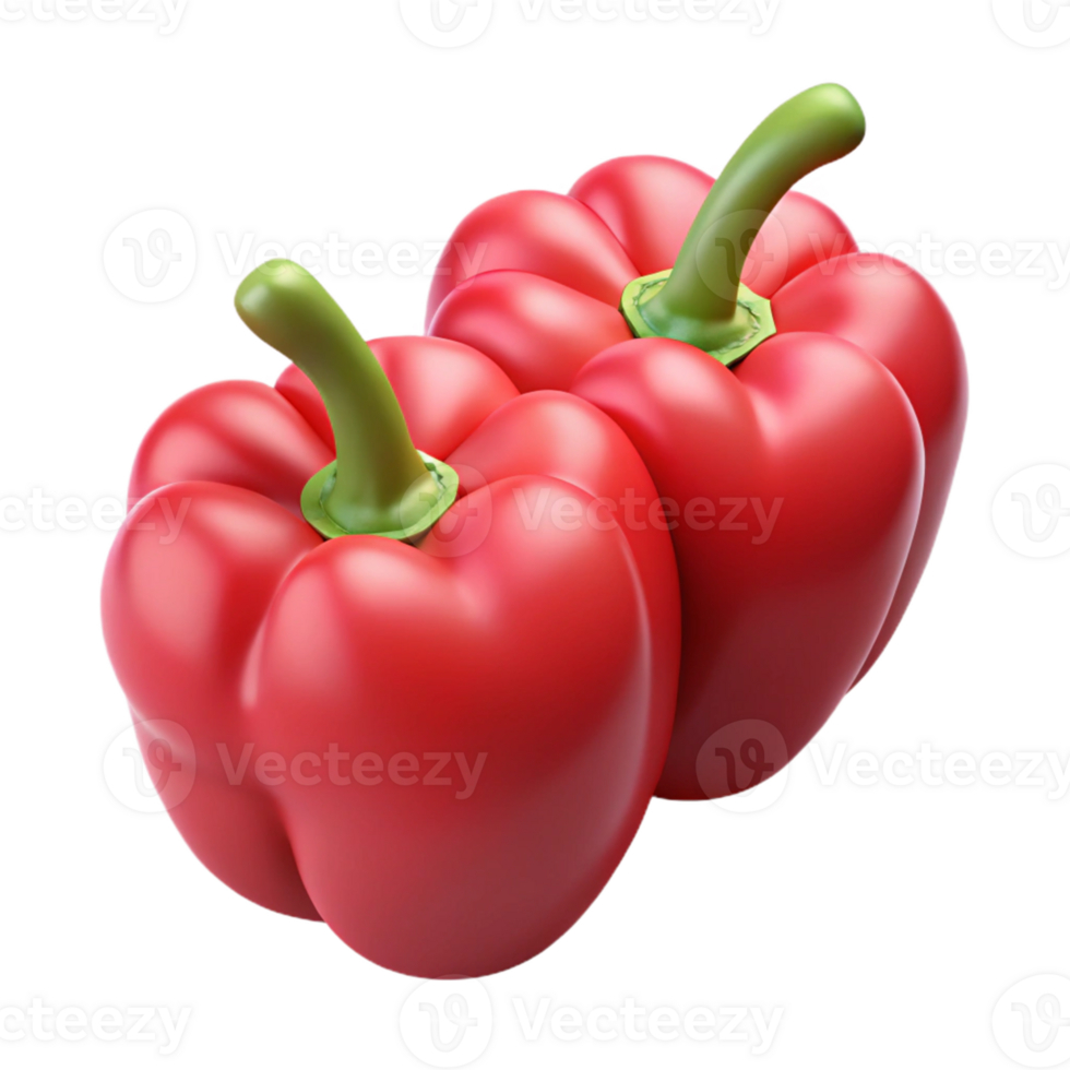 3D Render Two Red Bell Peppers png