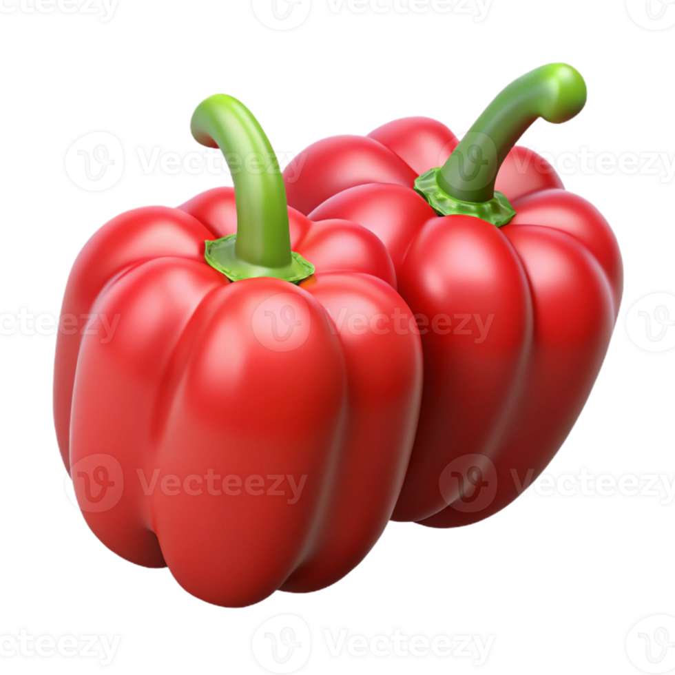 3D Render of Two Red Bell Peppers png