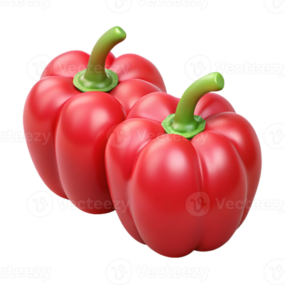 3D Render Two Red Bell Peppers png