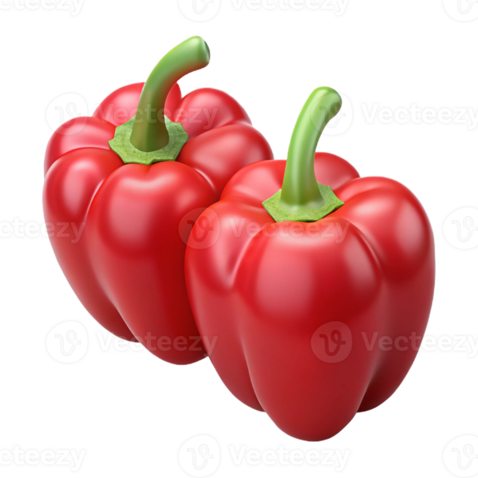 Red Bell Peppers 3D Render png