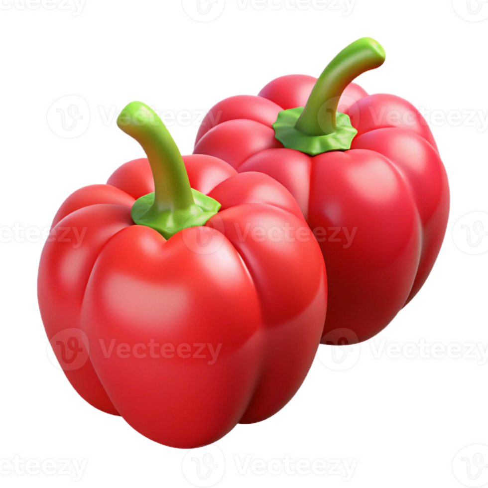 3D Render of Two Red Bell Peppers png