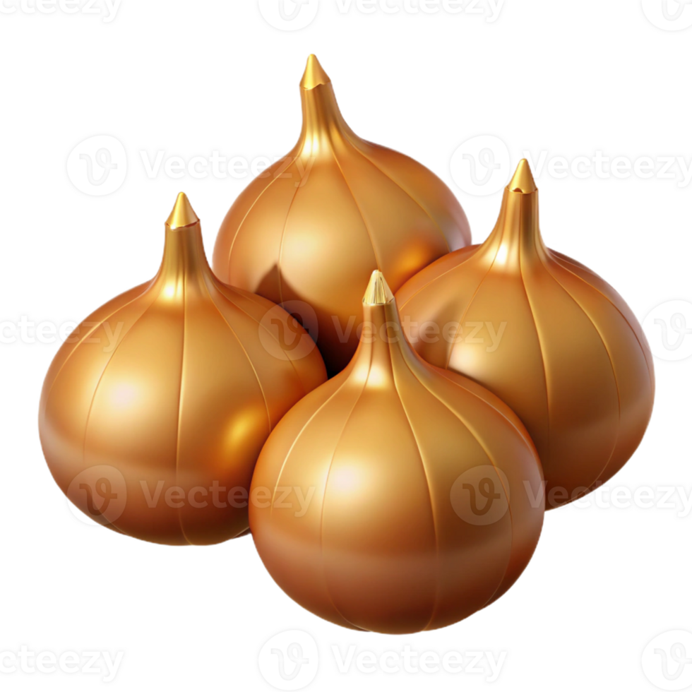 Golden Onion 3D Render png