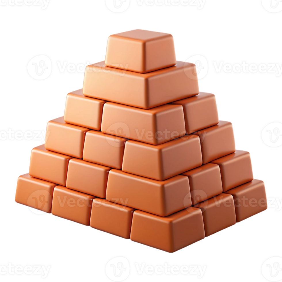 3D Render Orange Block Pyramid Illustration png