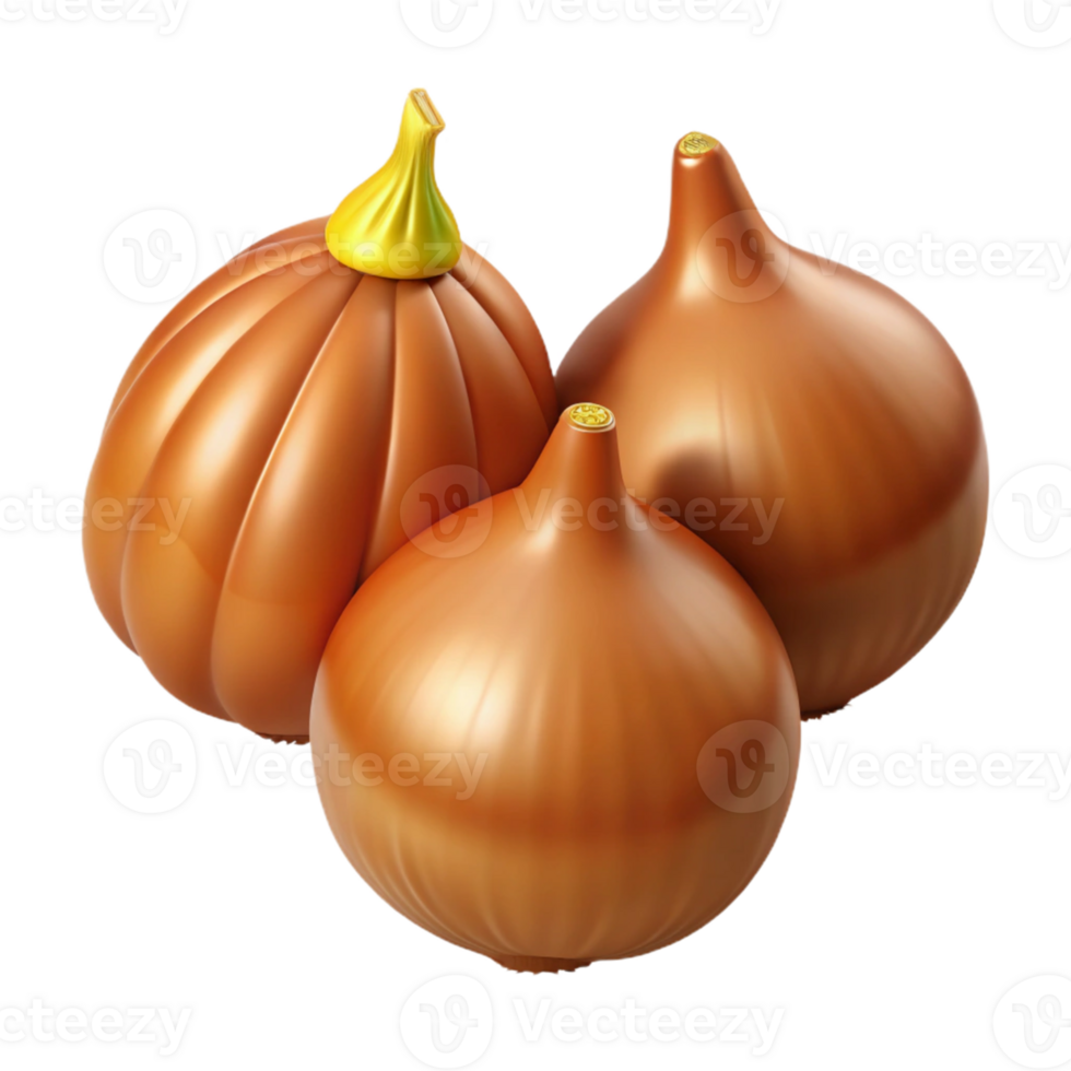 3D Render of Brown Onions png