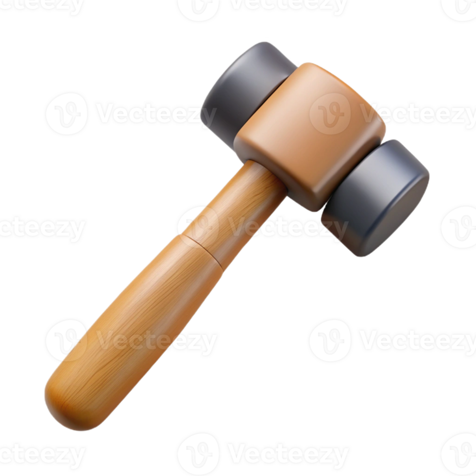 3D Render Wooden Hammer Graphic Resource png