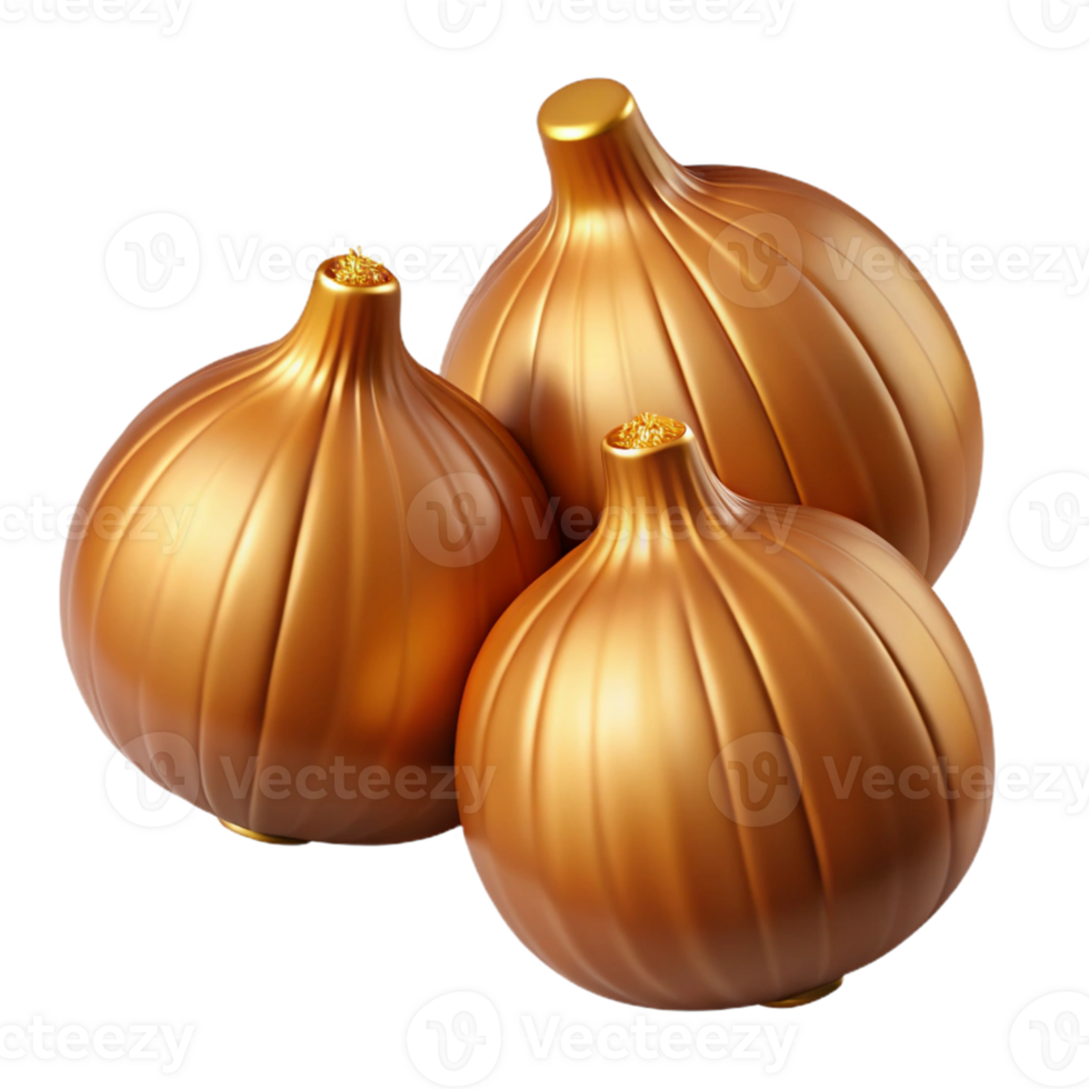 Golden Onion 3D Render png