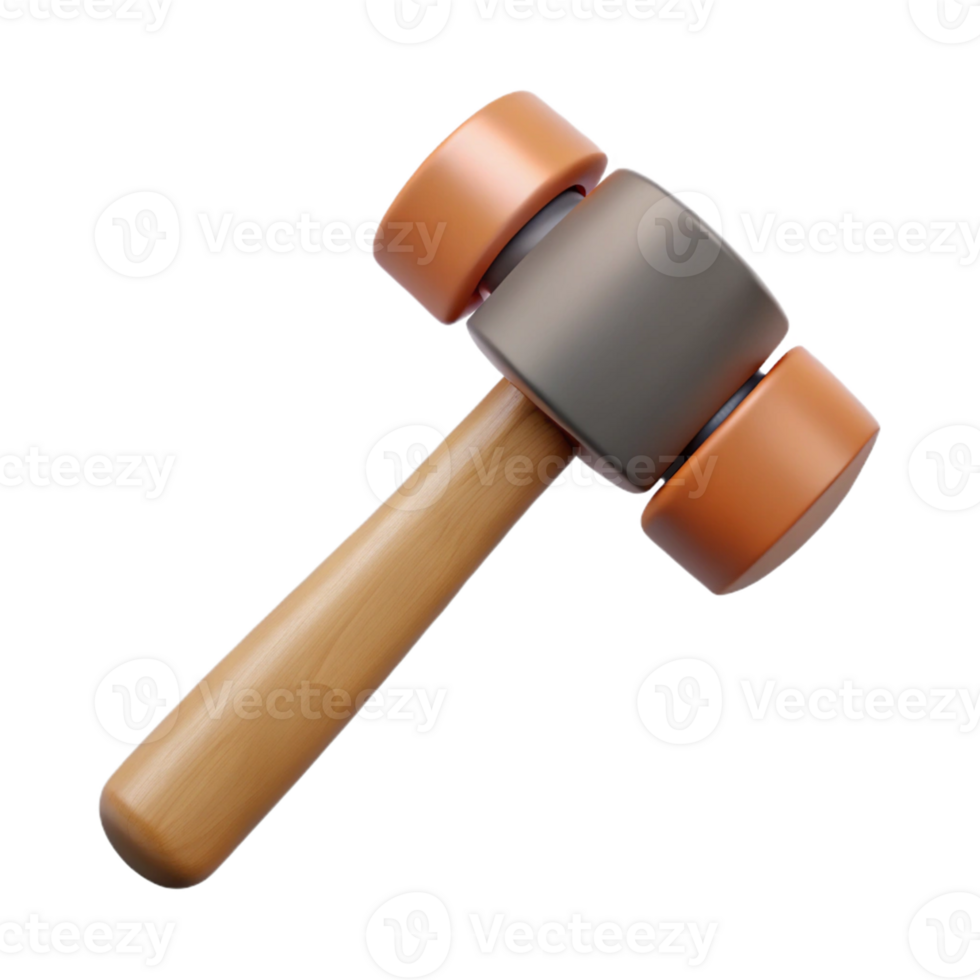 3D Render Wooden Hammer Illustration png