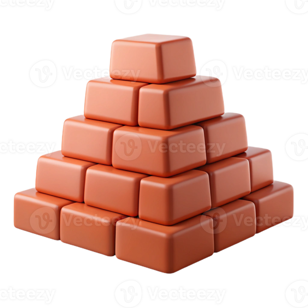 3D Render Orange Brick Pyramid png