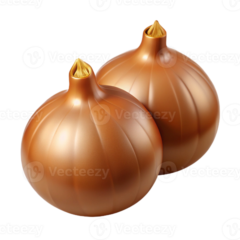 3D Render Two Brown Onions png
