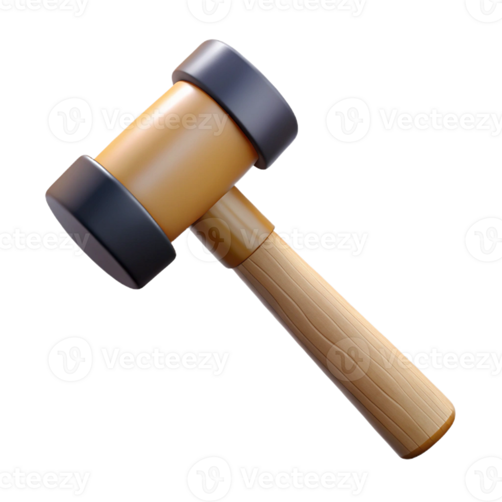 3D Model Wooden Hammer Illustration png