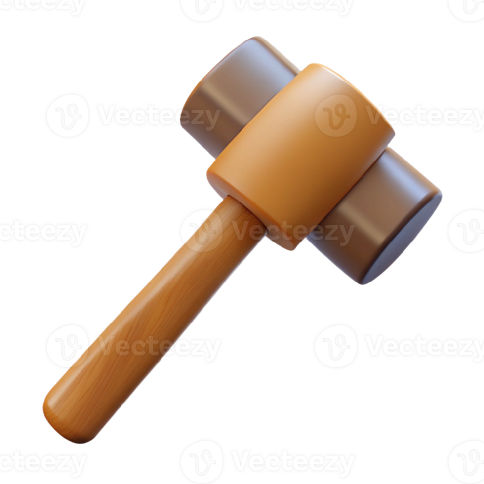 3D Render Wooden Mallet Icon png