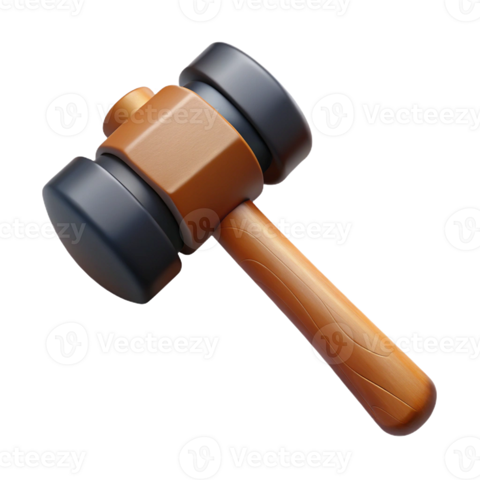 3D Render Wooden Gavel Illustration png