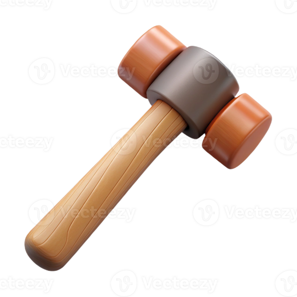 3D Wooden Hammer Illustration png