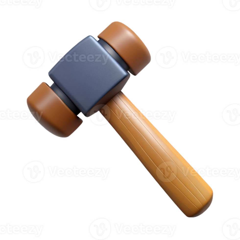 3D Render of a Wooden Hammer png