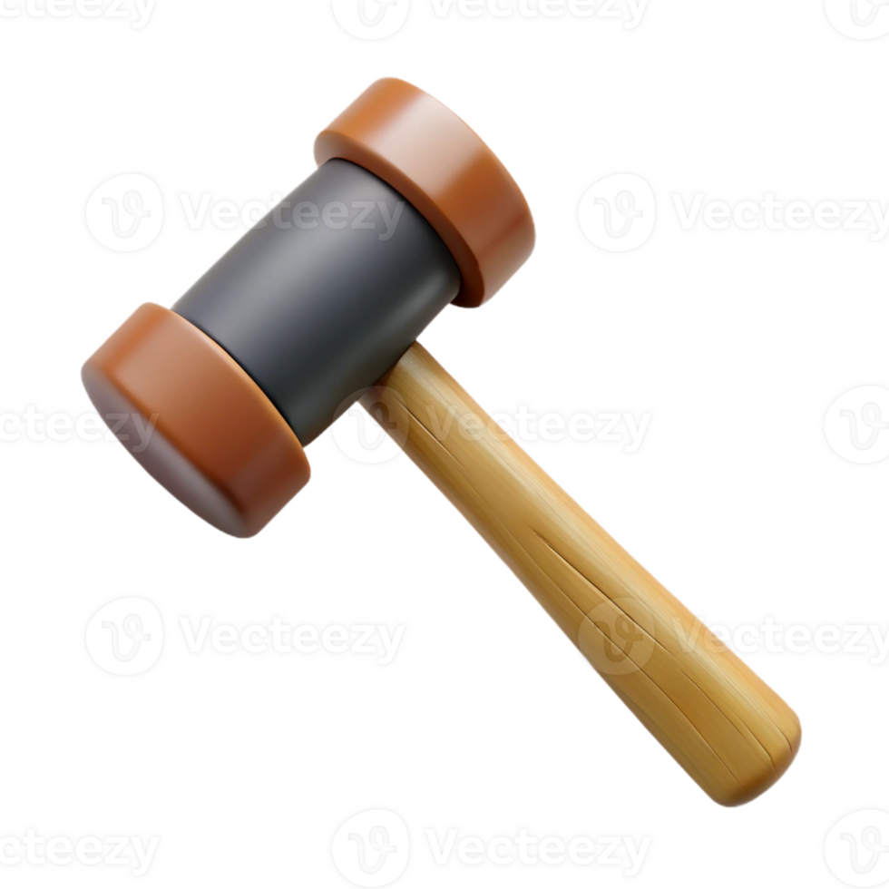 3D Render Wooden Hammer Illustration png