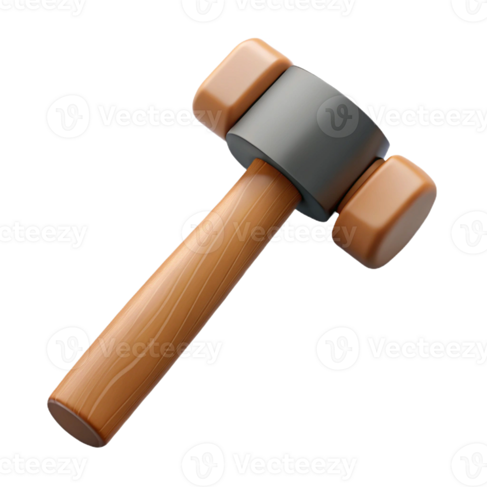3D Render Wooden Hammer Illustration png