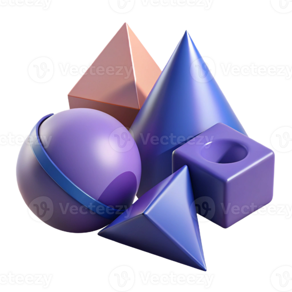 3D Render Geometric Shapes Abstract Background png