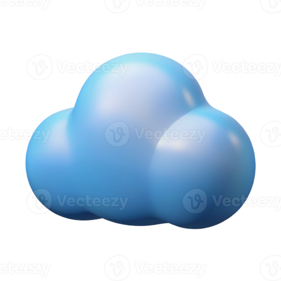 3D Blue Cloud Illustration png