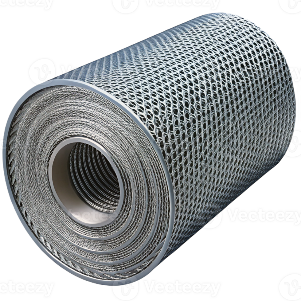 3D Render Rolled Metal Mesh Industrial Material png
