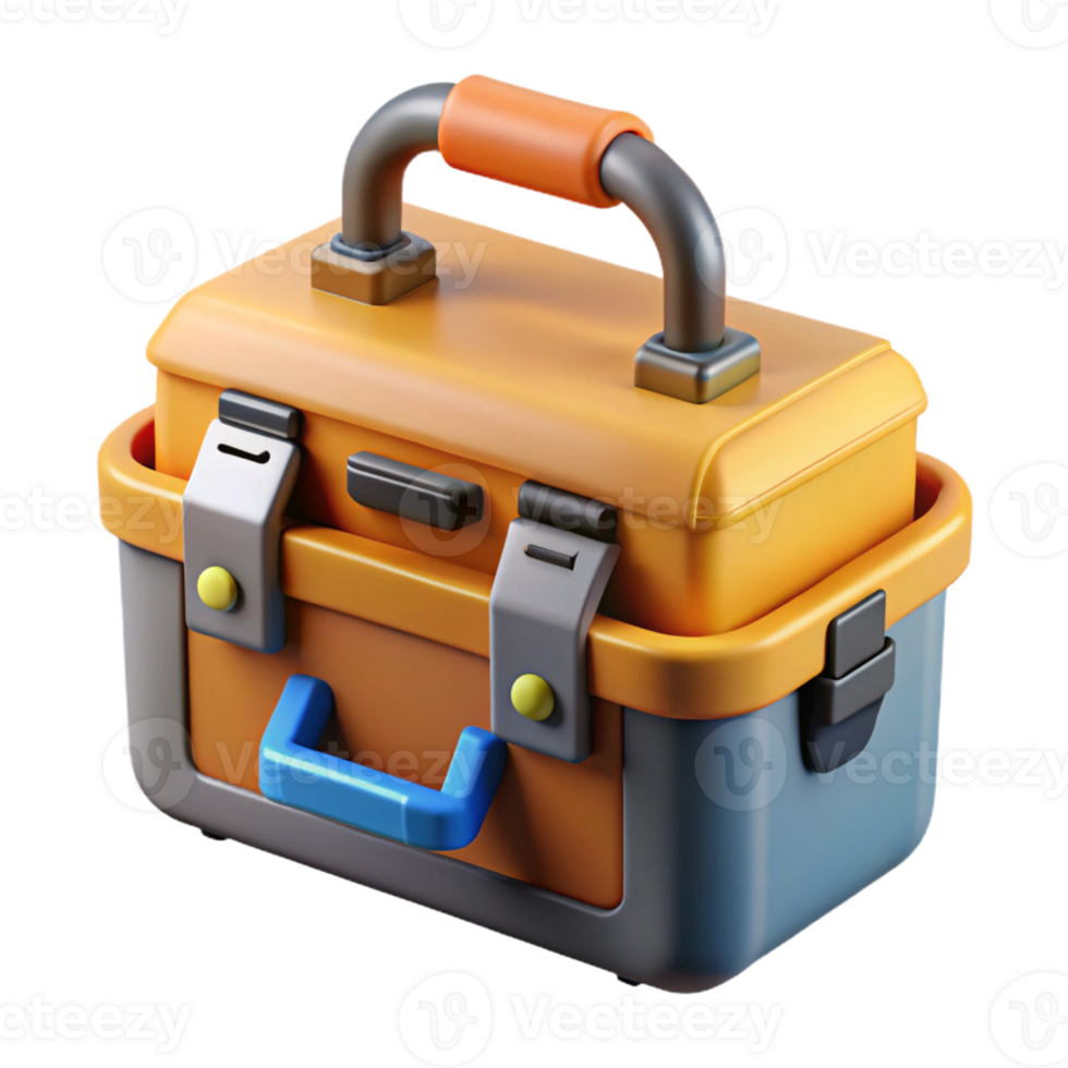 3D Render Orange Toolbox Illustration png