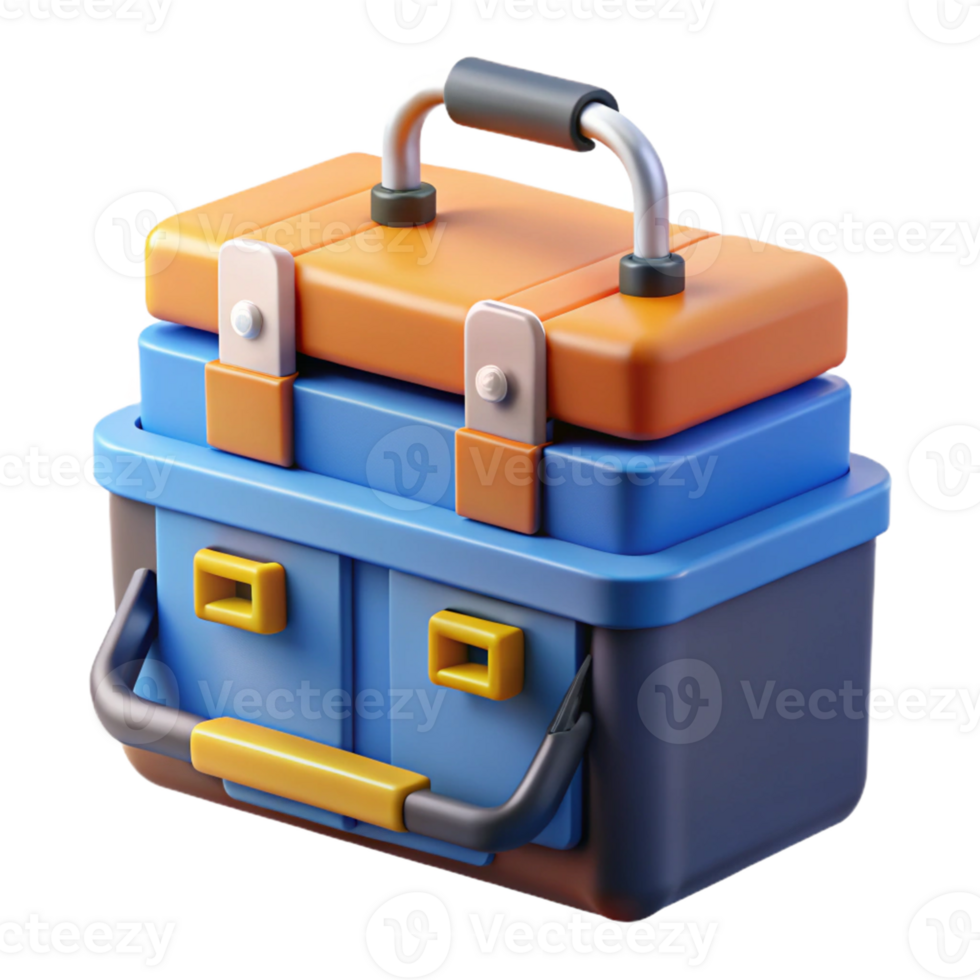 3D Render Stackable Toolboxes Illustration png