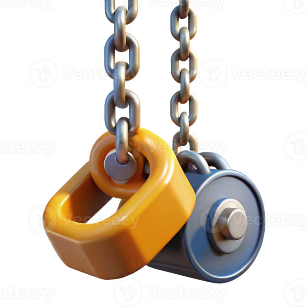 3D Render of Orange and Gray Metal Chain Links png