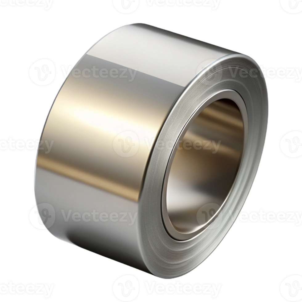 3D Render Shiny Metal Coil Roll png