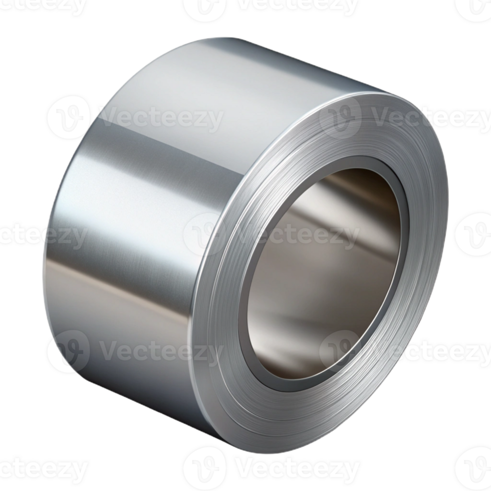 3D Render Shiny Metal Coil Roll png