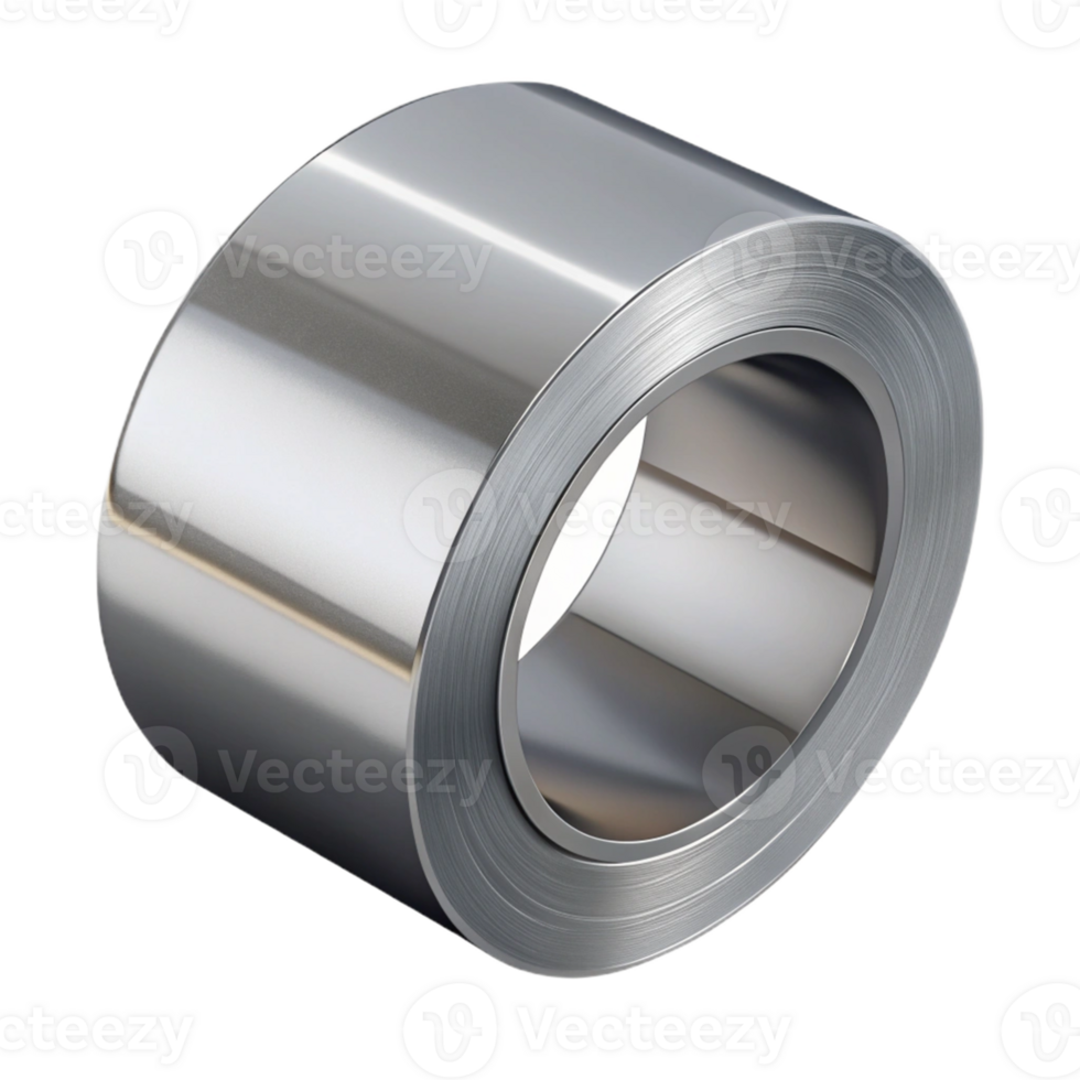 3D Render Shiny Metal Coil, Rolled Steel Sheet png