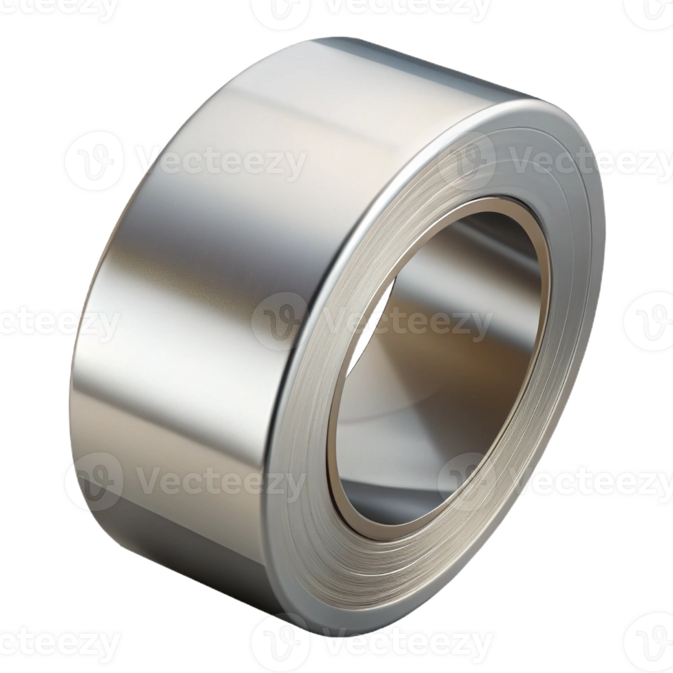 3D Render Shiny Metal Coil Roll png