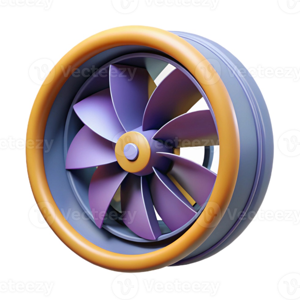 3D Render Purple and Orange Turbine Illustration png