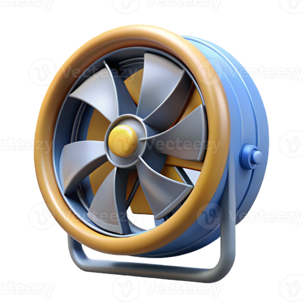 3D Render of a Small Desk Fan png