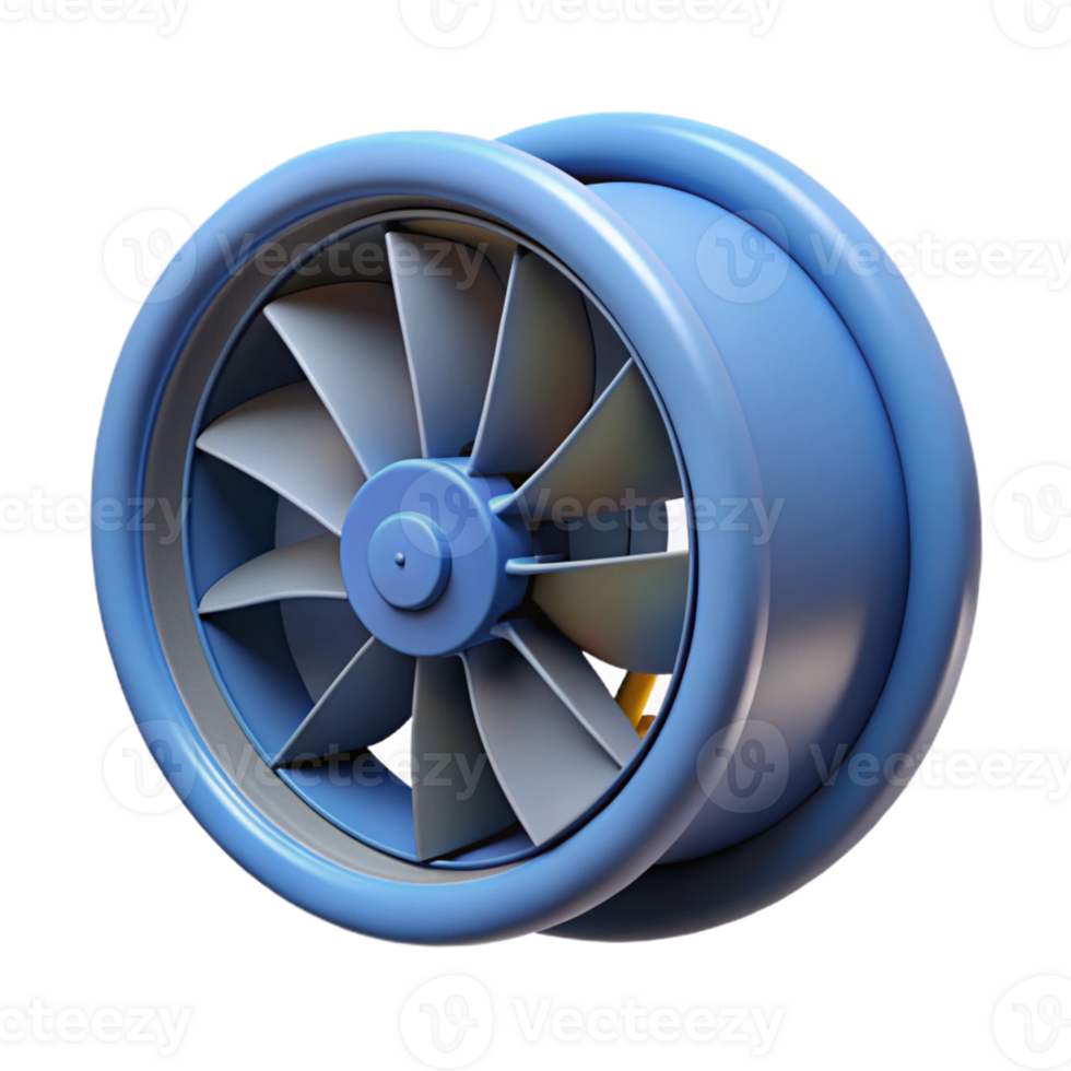 3D Render Blue Turbine Fan Illustration png