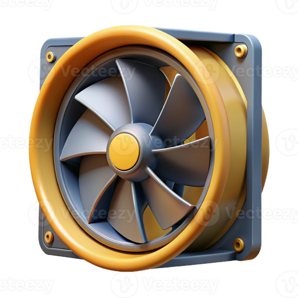3D Render Yellow and Gray Industrial Fan png